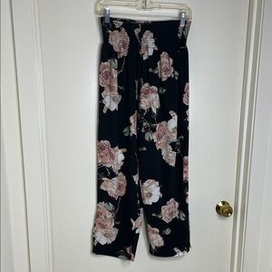 SHEIN Black Floral Wide Leg Pants